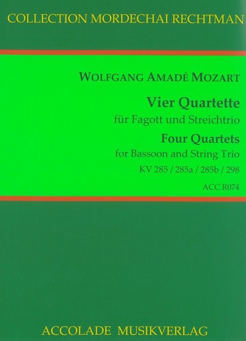 W.A. Mozart: 4 Quartette fr Fagott +<br>3 Streicher /KV 285+285a+285b+298