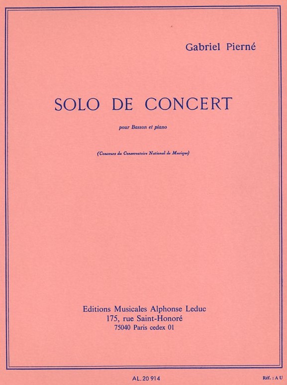 G. Pierné: &acute;Solo de Concert&acute; op. 35<br>für Fagott + Klavier / Leduc