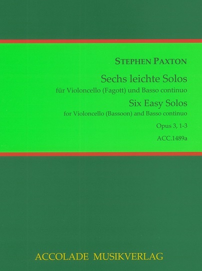 S. Paxton: Sechs leichte Solos<br>fr Fagott (Vc) + BC op. 3/1-3