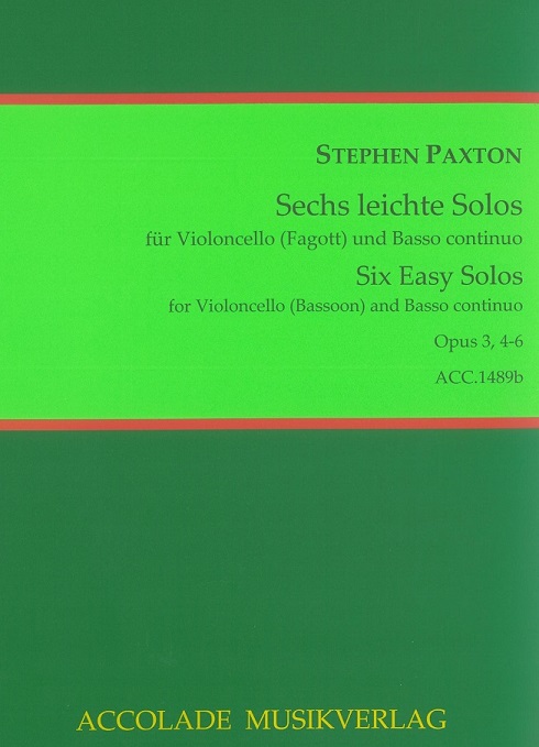 S. Paxton: Sechs leichte Solos<br>fr Fagott (Vc) + BC op. 3/4-6