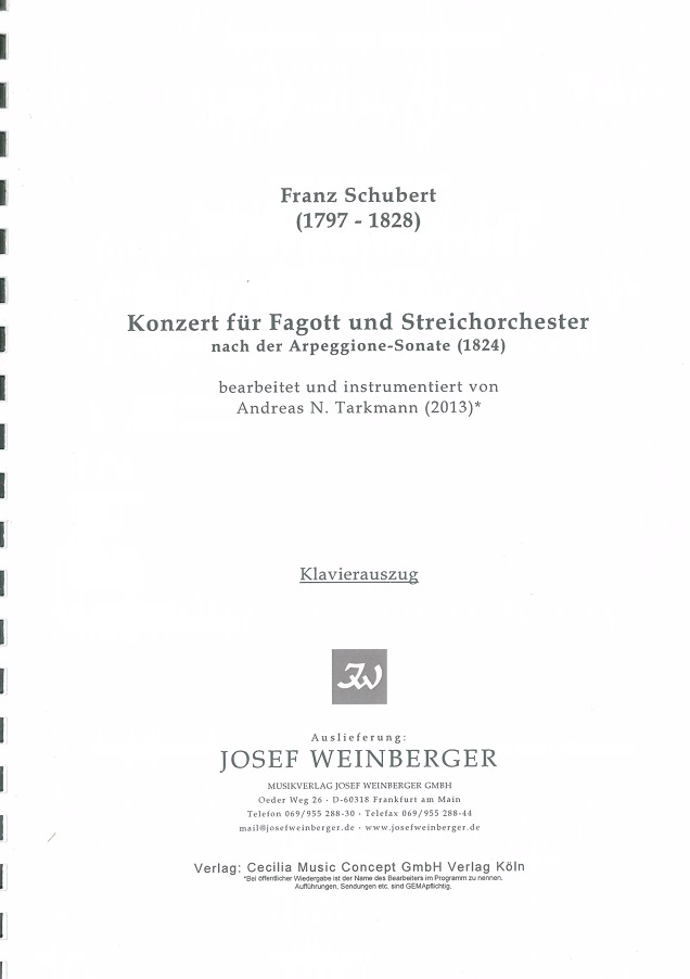 F. Schubert /A. Tarkmann: Fagott-Konzert<br>nach der Arpeggione Sonate (1824) / KA