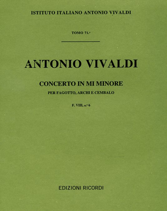 Vivaldi: Fagottkonzert e-moll F VIII/6<br>RV 484  - Partitur