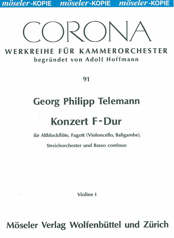 G.Ph. Telemann: Konzert F-Dur fr Fagott<br>+ Altblockflte - Stimmen 3.3.2.3