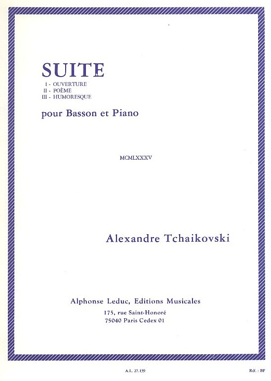 A. Tchaikovski: Suite n 6<br>fr Fagott + Klavier