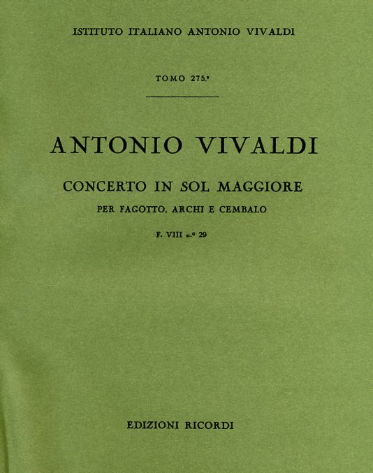 Vivaldi: Fagottkonzert G-Dur F VIII/29<br>RV 492 - Partitur