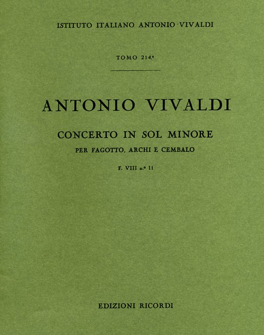 Vivaldi: Fagottkonzert g-moll F VIII/11<br>RV 496 - Partitur