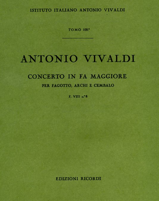 Vivaldi: Fagottkonzert F-Dur F VIII/8<br>RV 485 - Partitur