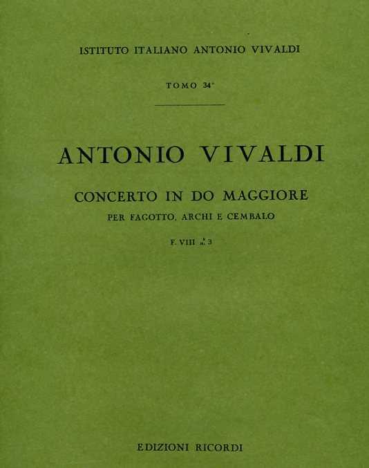 Vivaldi: Fagottkonzert C-Dur F VIII/3<br>RV 478 - Partitur