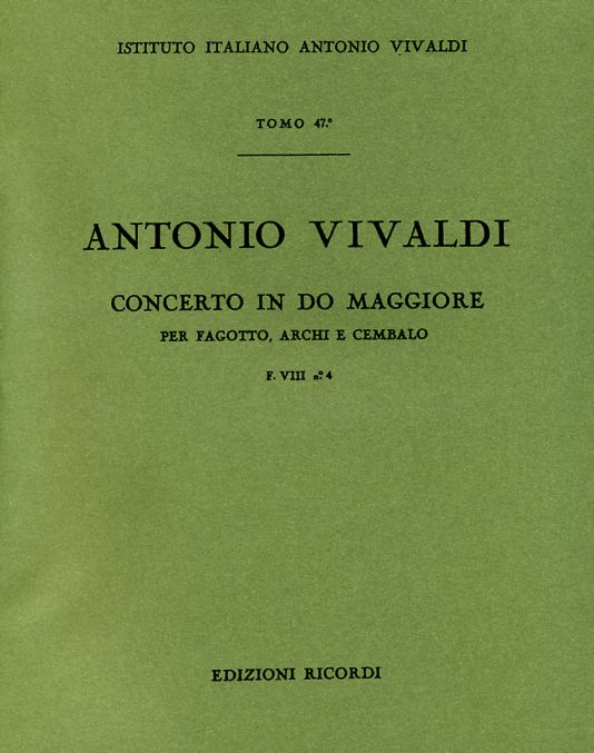 Vivaldi: Fagottkonzert C-Dur F VIII/4<br>RV 474 - Partitur