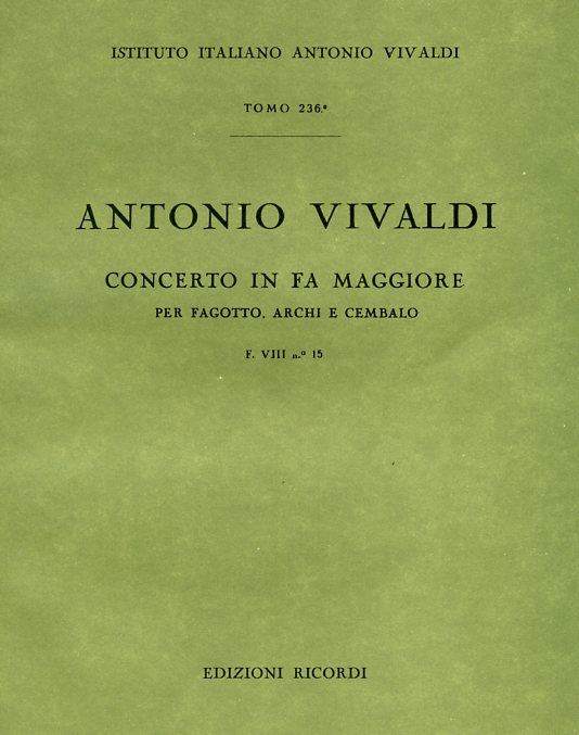Vivaldi: Fagottkonzert F-Dur F VIII/15<br>RV 487 - Partitur