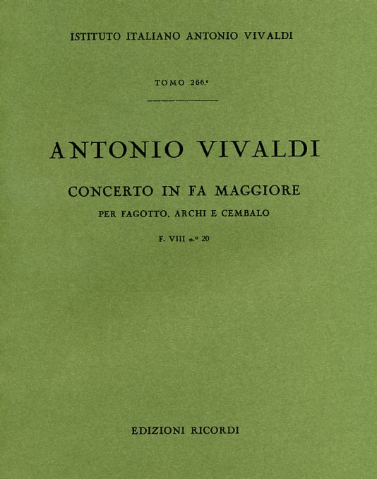 Vivaldi: Fagottkonzert F-Dur F VIII/20<br>RV 489 - Partitur