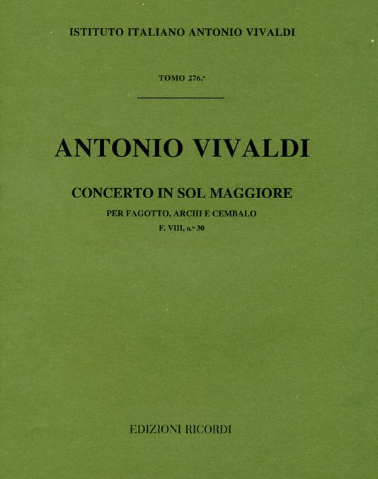 Vivaldi: Fagottkonzert G-Dur F VIII/30<br>RV 493 - Partitur