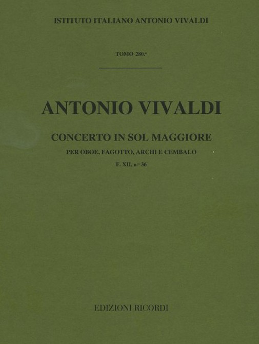 Vivaldi: Konzert G-Durl - Oboe, Fagott +<br>Orch. / XII/36 RV 545 - Partitur