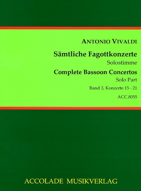 Vivaldi: Smtliche Fagottkonzerte Bd.3<br>F VIII/ 15-21 / Solostimme