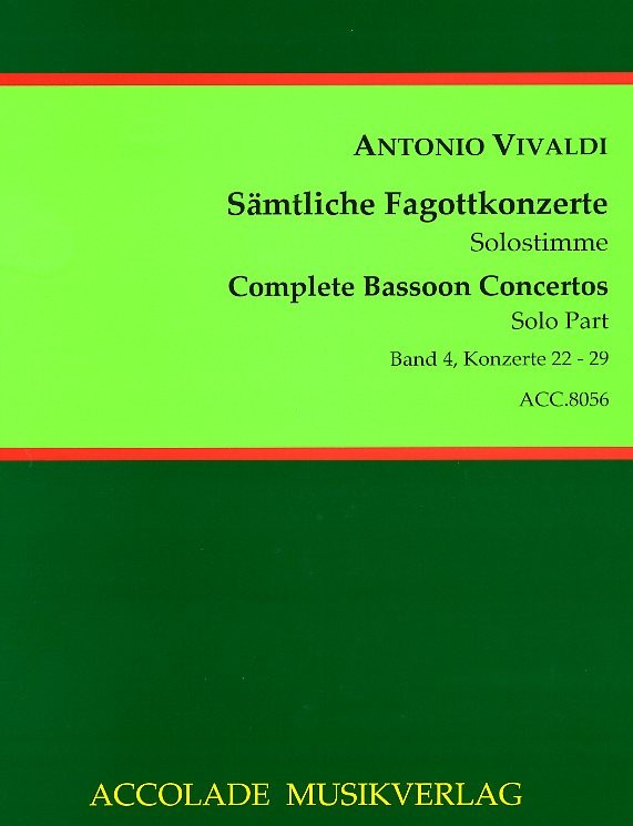Vivaldi: Smtliche Fagottkonzerte Bd.4<br>F VIII/ 22-29 / Solostimme