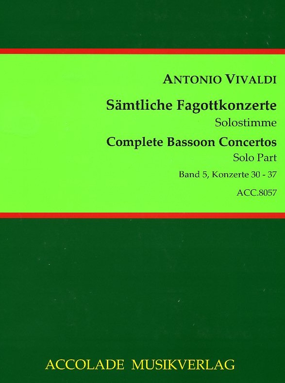 Vivaldi: Sämtliche Fagottkonzerte Bd.5<br>F VIII/ 30-37 / Solostimme