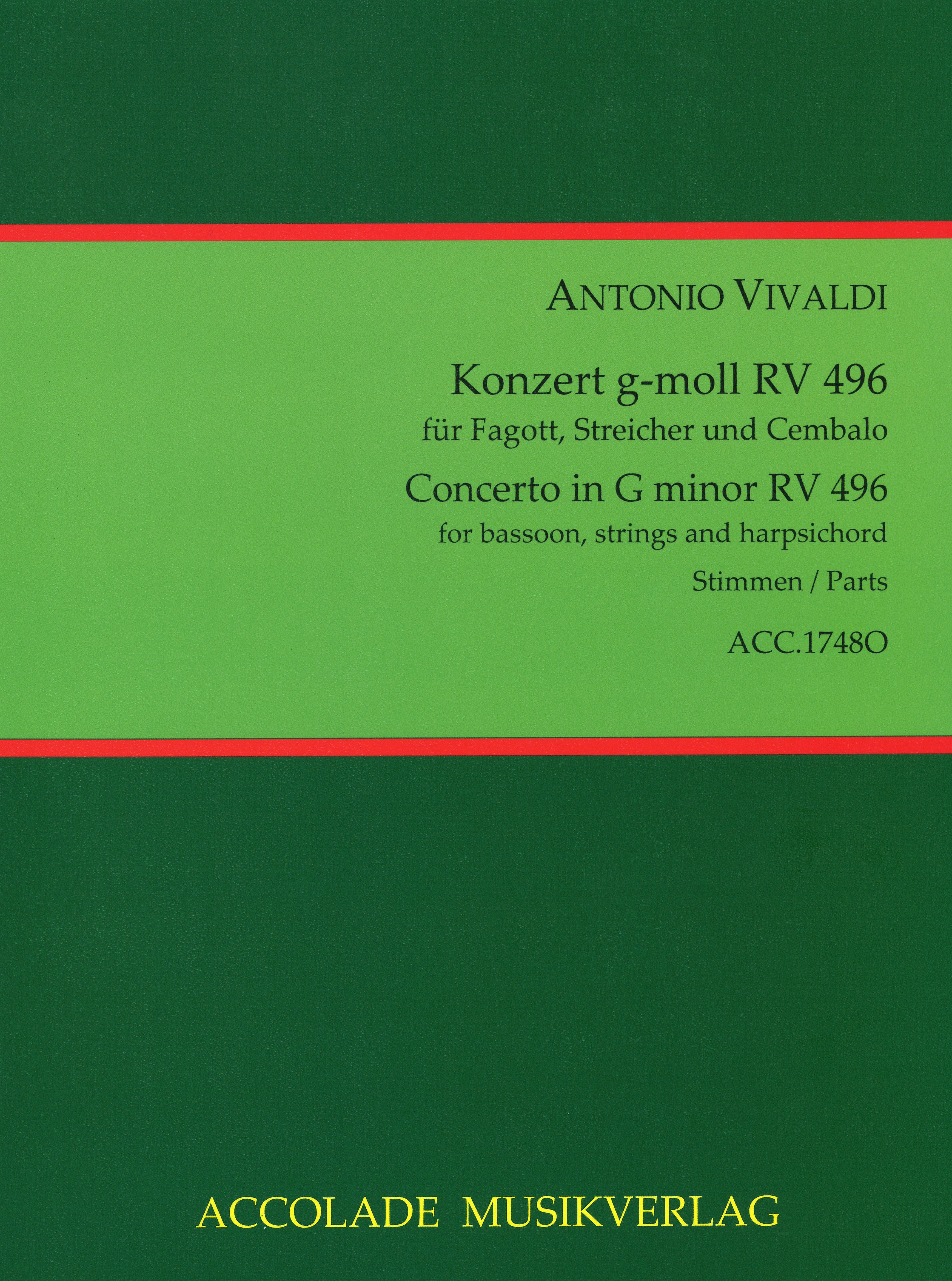 Vivaldi: Fagottkonzert g-moll F VIII/11<br>RV 496 - KA / Stimmen Accolade