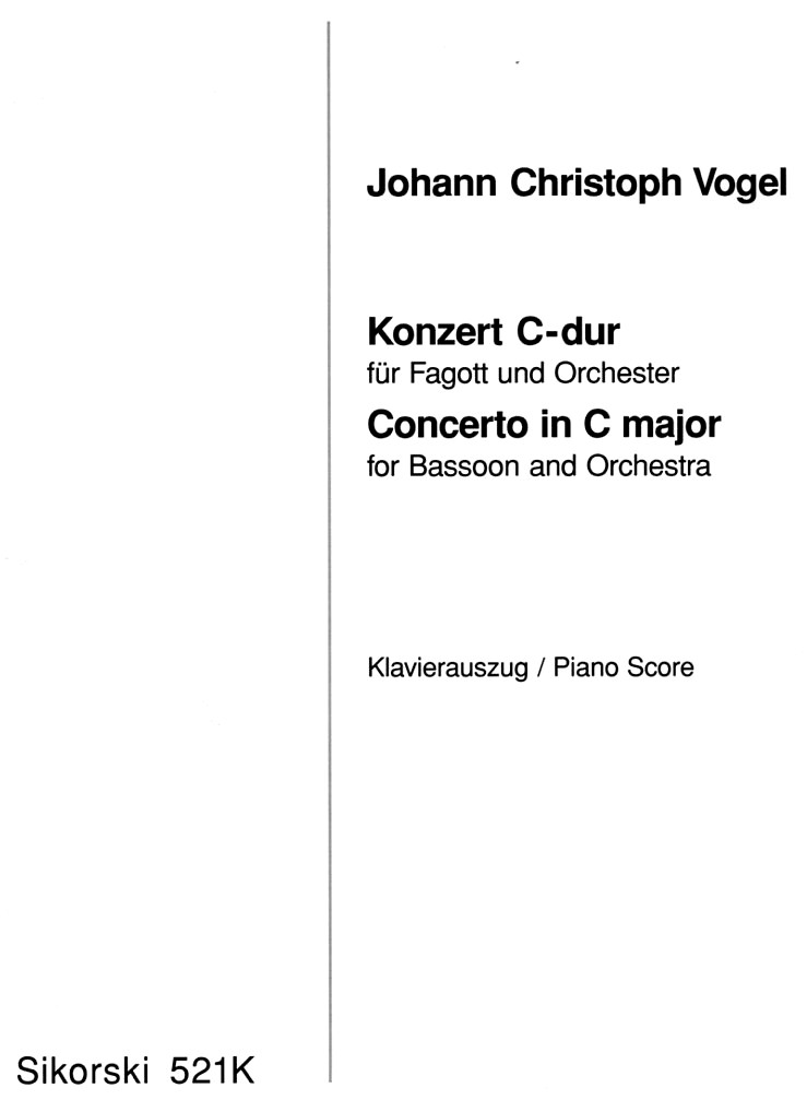 Joh.Chr. Vogel: Konzert C-Dur - Fagott<br>+ Orchester - KA