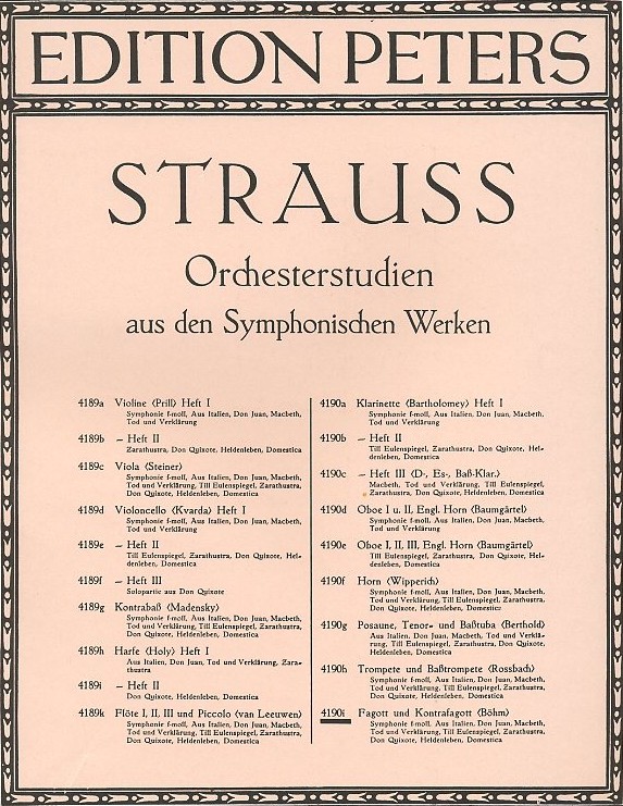 Orchesterstudien Fagott R. Strauß Werke<br>herausgegeben von Joh. Böhm