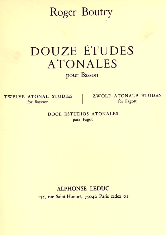 R. Boutry: 12 Etudes Atonales<br>für Fagott