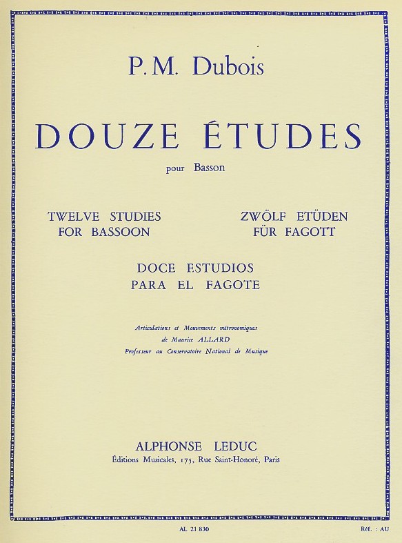 P.M. Dubois: 12 Etuden für Fagott<br>