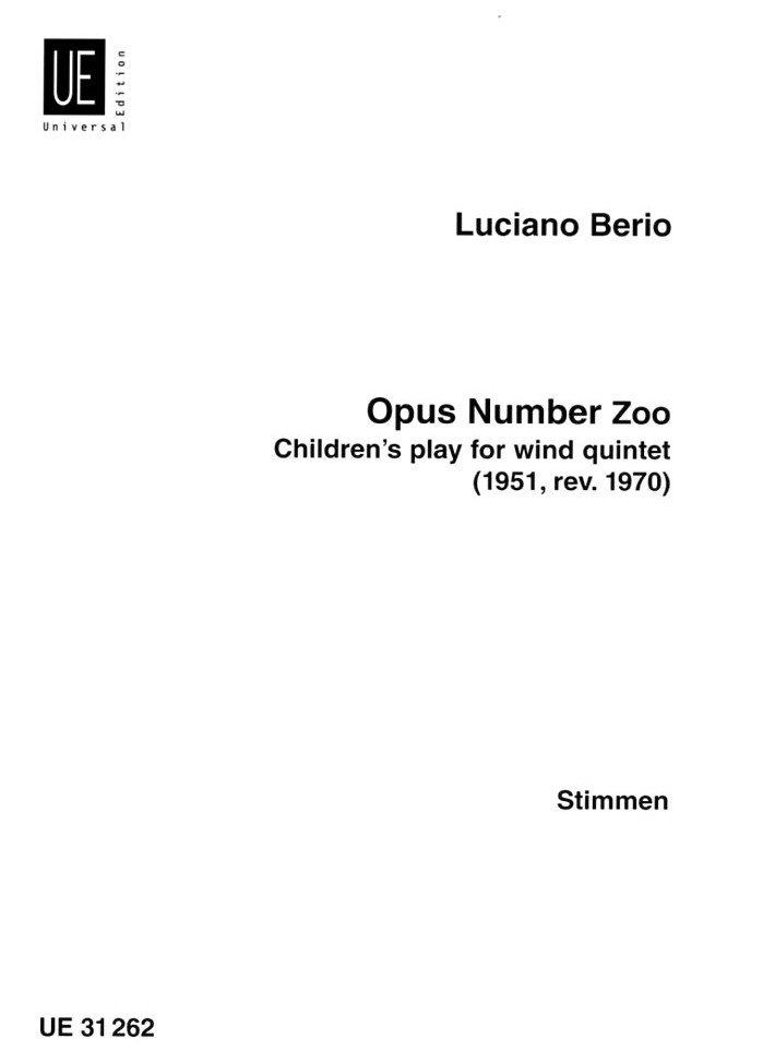 L. Berio: opus number zoo - Holzbläser-<br>quintett - Stimmen
