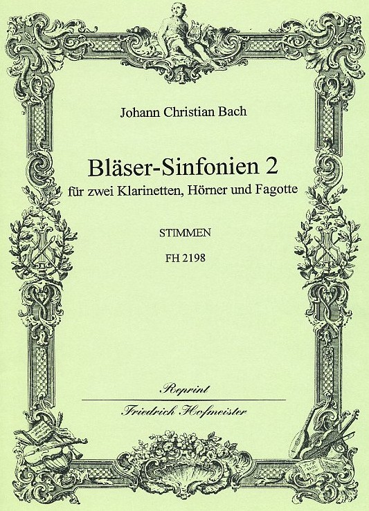 J.C. Bach: Bläser-Sinfonien<br>No. 4-6 für 2-Klar 2-Hrn  2-Fag Stimmen