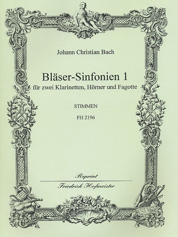 J.C. Bach: Bläser-Sinfonien<br>No. 1-3 für 2-Klar 2-Hrn  2-Fag Stimmen