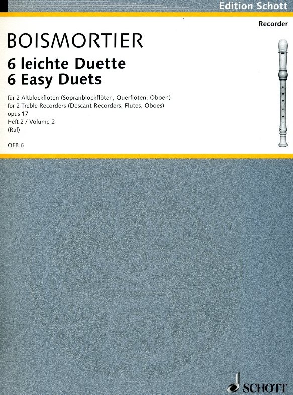 J.B. Boismortier: Sechs leichte<br>Duette für Altblockflöten Bd II