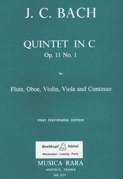 J.C. Bach: Quintett C-Dur Op.11 No.1<br>Flöte, Oboe, Violine Viola + BC