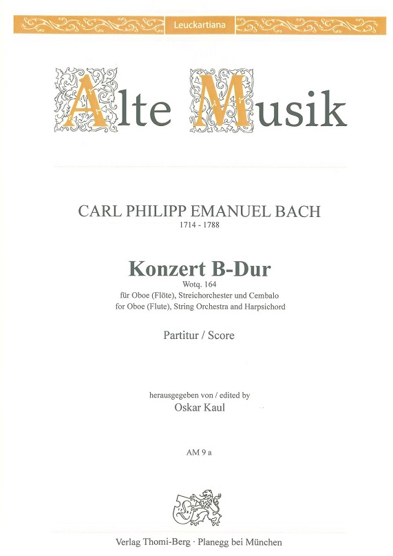 C.Ph.E. Bach: Konzert B-Dur<br>Oboe + Streichorch. - Partitur