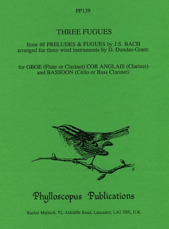 J.S.Bach: 3 Fugen - arr. für Oboe,<br>Engl. Horn + Fagott - Part. + Stimmen