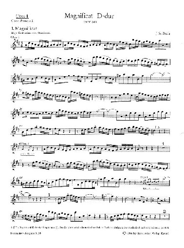 J.S. Bach: Magnificat BWV 243 D-Dur<br>Oboe 1