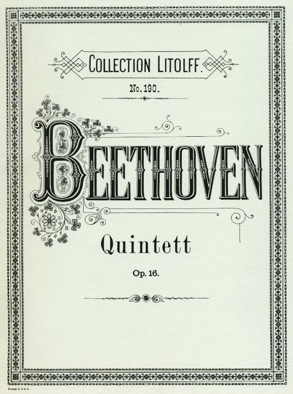 L.v. Beethoven: Quintett Es-Dur op. 16<br>Oboe, Klar. Hrn Fg + Kl./Stimmen /Peters