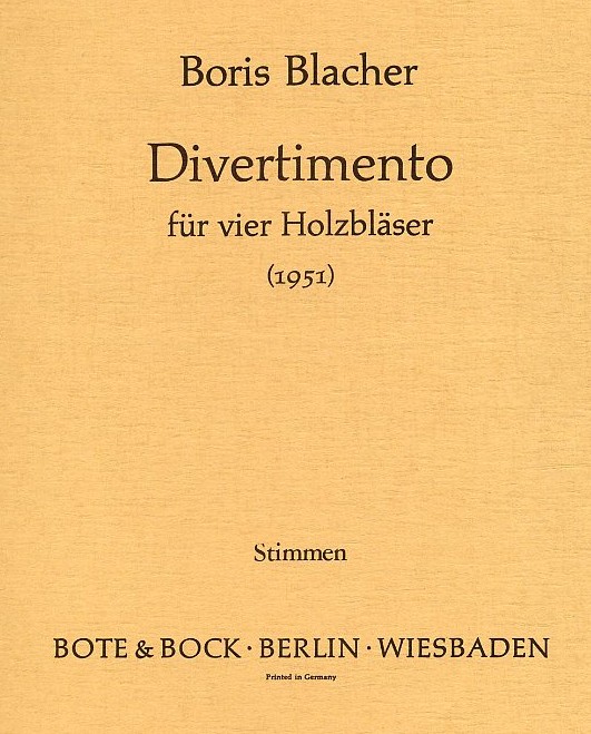 B. Blacher(1903-75): Divertimento op. 38<br>(1951) für Holzbläserquartett - Stimmen