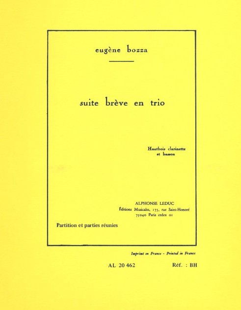 E. Bozza: &acute;Suite Bréve en trio&acute; für<br>Oboe, Klarinette + Fagott