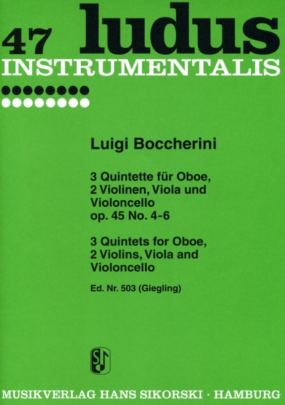 Boccherini: Quintette op.45 Nr.4-6<br>Oboe, 2 Violinen, Viola u. Violoncello