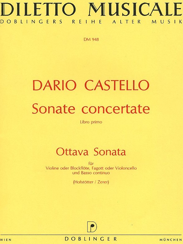 D. Castello: Ottava Sonata in G für<br>Violine (Oboe) Fagott + BC