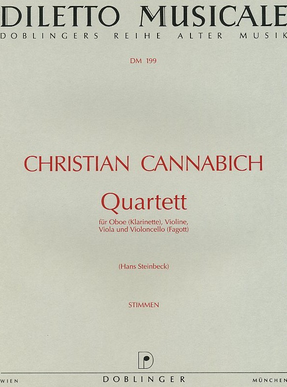 Ch. Cannabich: Quartett No. 2 B-Dur für<br>Oboe, Fagott, Violine, Viola - Stimmen