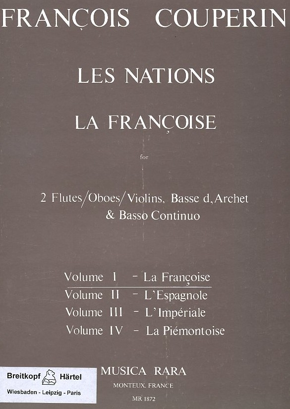 F. Couperin: Les Nations, La Francoise<br>2 Fl/Ob/Viol, BC  Volume I