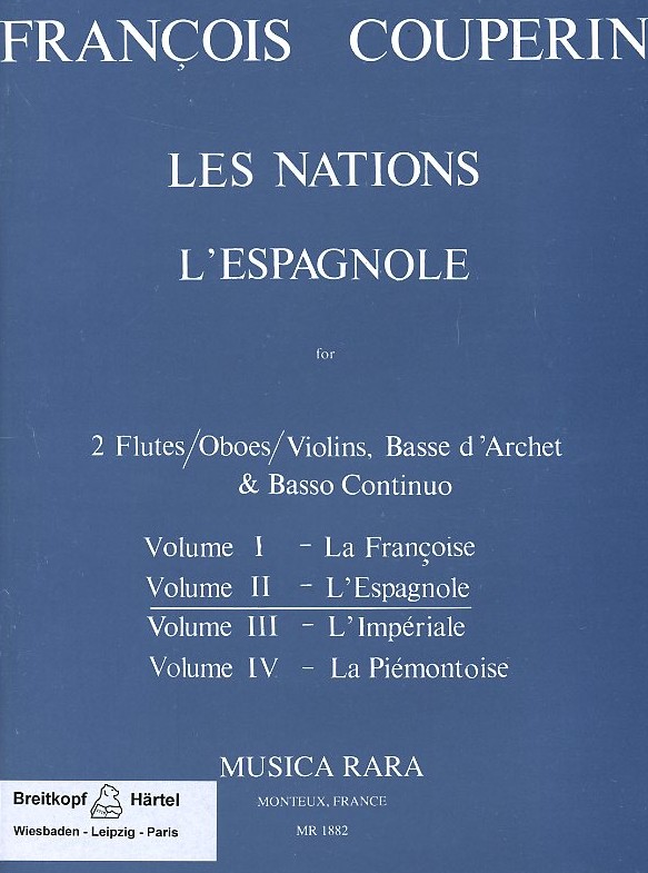 F. Couperin: Les Nations, L&acute;Espagnole<br>2 Fl/Ob/Viol, BC Volume II
