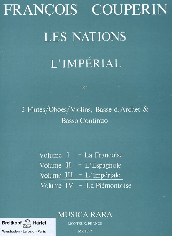 F. Couperin: Les Nations, L&acute;imperial<br>2 Fl/Ob/Viol, BC Volume III