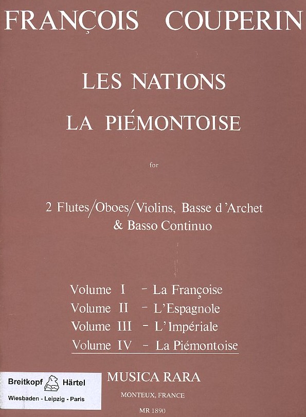 F. Couperin: Les Nations, La Piémontoise<br>2 Fl/Ob/Viol, BC Volume IV