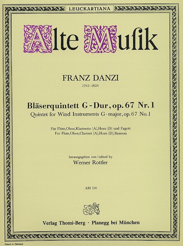 F. Danzi: Bläserquintett G-Dur op.67/1<br>