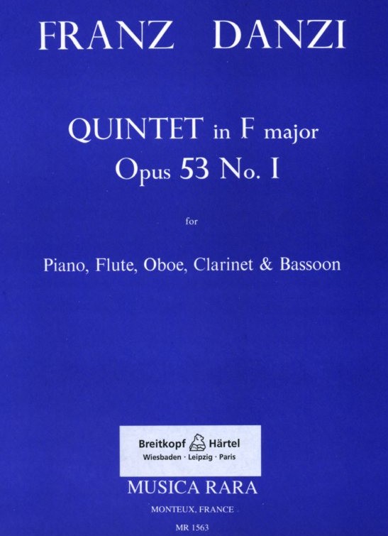 F. Danzi: Quintett F-Dur op. 53/1<br>für Bläserquartett + Klavier - Stimmen