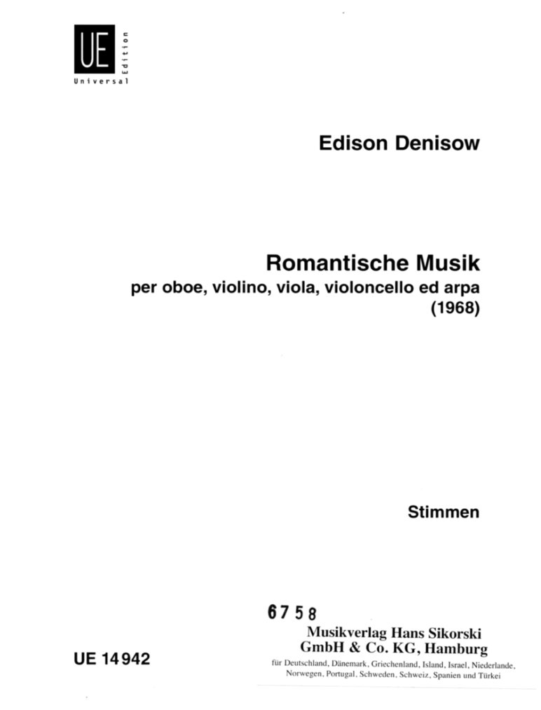 E. Denissow: &acute;Romantische Musik&acute; fr<br>Oboe, Harfe + Streichtrio - Stimmen