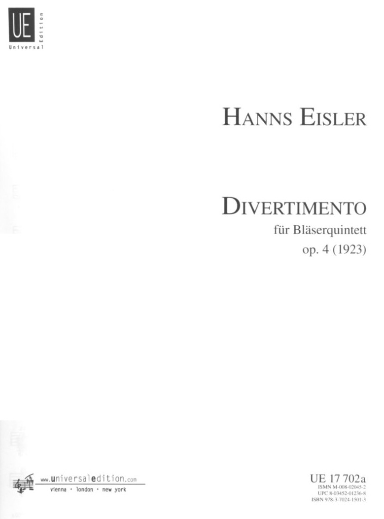 H. Eisler: Divertimento op. 4<br>für Holzbläserquintett - Stimmen