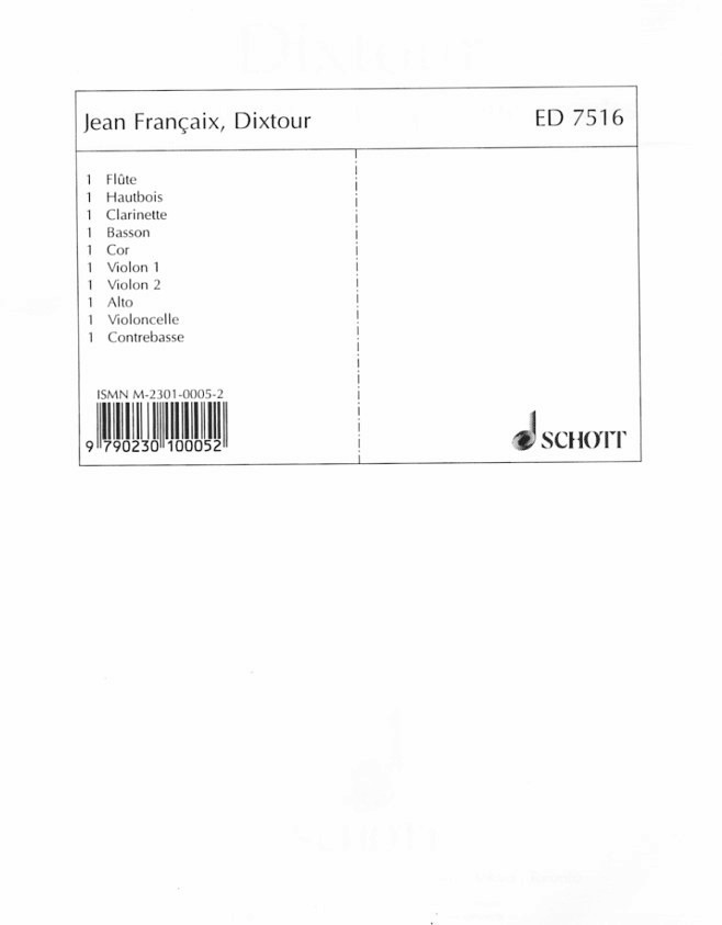 J. Francaix: Dixtuor - Blserquinett +<br>5 Streicher - Stimmen