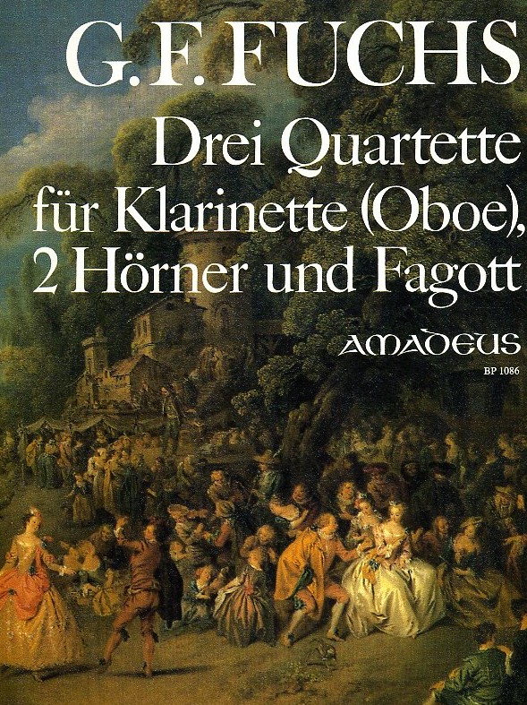 G.F. Fuchs: 3 Quartette für Oboe(Klar.),<br>2 Hörner, Fagott(Cello) - Stimmen + Part