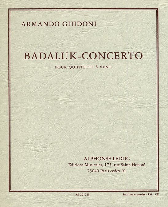 A. Ghidoni: &acute;Badaluk-Concerto&acute; - für<br>Holzbläserquintett - Stimmen + Partitur